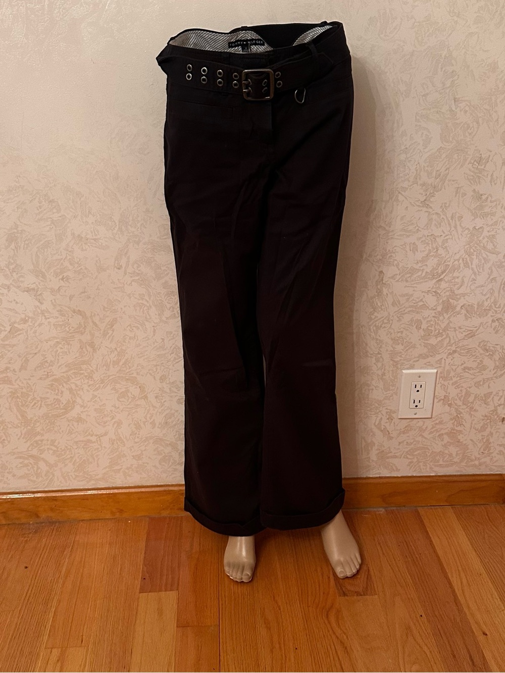 Women Tommy Hilfiger Black Pants with Signature Label